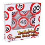 Waxinelichtjes 40 jaar verkeersbord 9 stuks Op is Op