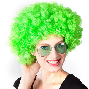 Pruik afro disco groen luxe