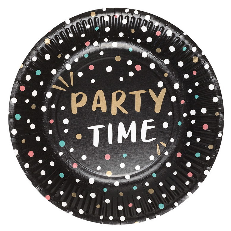 Set 8 papieren bordjes ‘Party Time’ (23 cm)