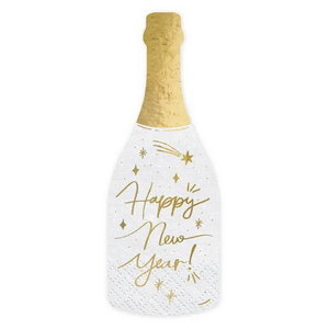 Servetten Happy New Year partyfles 20 stuks