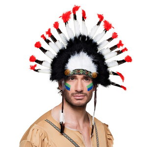 Indianentooi Mohawk zwart wit rood