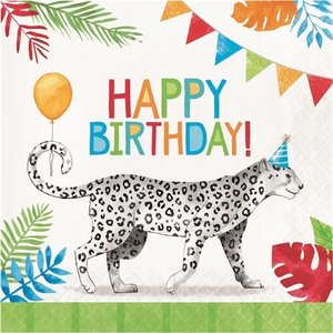 Servetten Safari Animals happy birthday 16 stuks