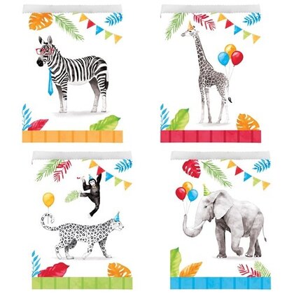 Uitdeelzakjes Safari Animals papier 8 stuks