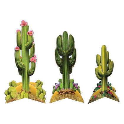 Tafeldecoratie  cactus 3D 3 stuks