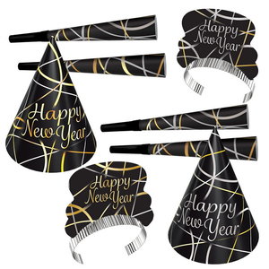 Happy New Year pakket hoedjes en toeters Op is Op