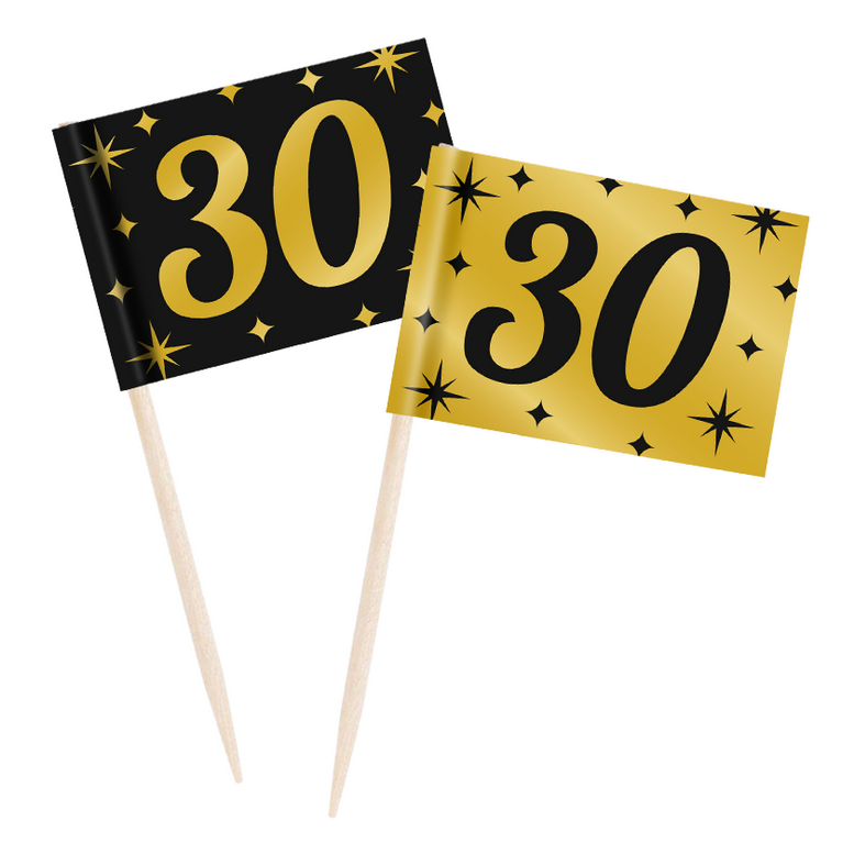 Prikkers 30 jaar goud zwart 50 stuks