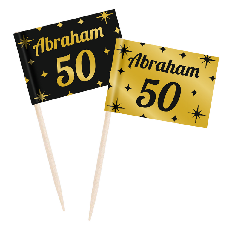 Prikkers Abraham 50 jaar goud zwart 50 stuks