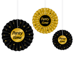 Waaier Party Time goud zwart 3 stuks Op is Op