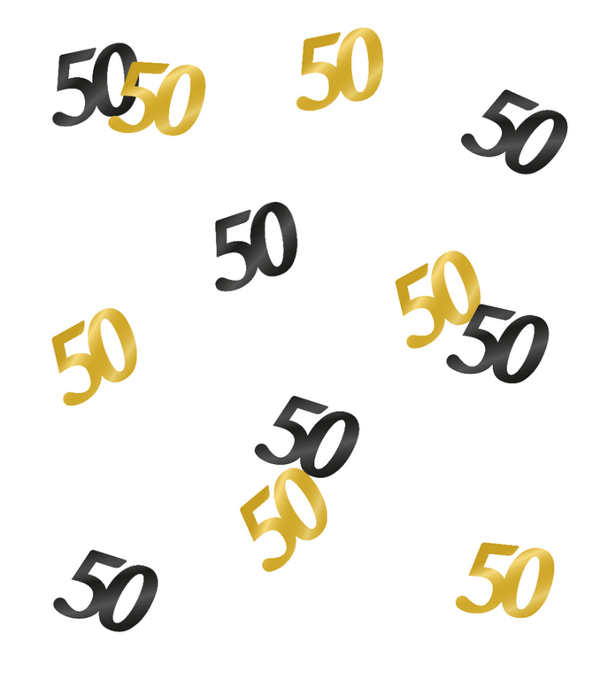 Party confetti 50 jaar goud zwart 14 gram