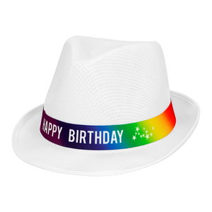 Hoed Happy Birthday wit Op is Op