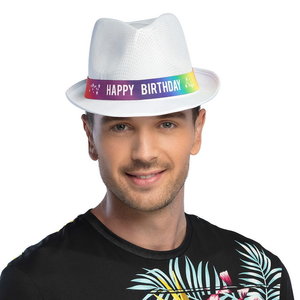 Hoed Happy Birthday wit Op is Op