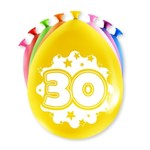 Ballonnen 30 jaar 8 stuks