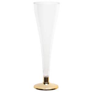 Proost glas met goudkleurig glans voetje 6 stuks Op is Op