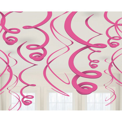 Hangdecoratie Swirls roze 12-delig