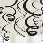 Hangdecoratie Swirls zwart 12-delig