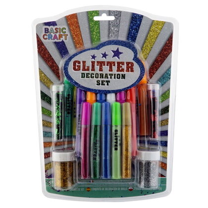 Glitter decoraties set 17-delig