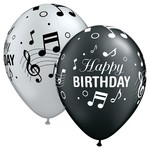 Ballonnen Happy Birthday met muzieknoten 5 stuks