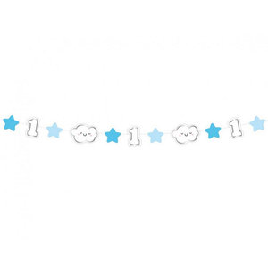 Slinger wolkjes 1 jaar mini blauw wit Op is Op