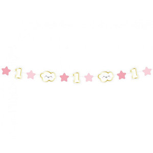 Slinger wolkjes 1 jaar mini roze wit Op is Op