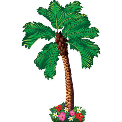 Wanddecoratie palmboom met bloemen