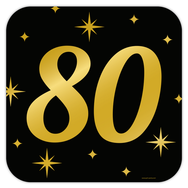 Deurbord 80 jaar goud zwart