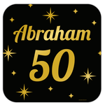Deurbord Abraham 50 jaar goud zwart Op is Op