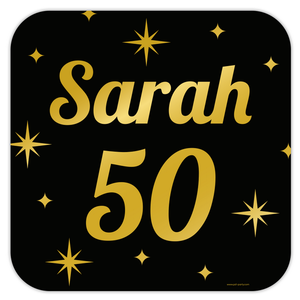 Deurbord Sarah 50 jaar goud zwart