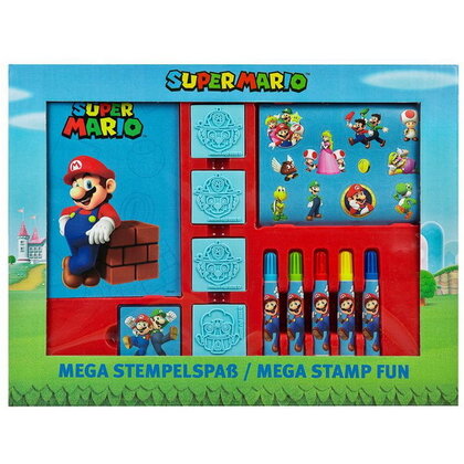 Super-Mario Stempel set met stiften en stickers