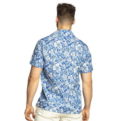 Hawaii blouse blauwe bloemen maat L 50-52