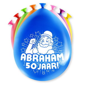 Ballonnen Abraham 50 jaar cartoon 8 stuks