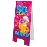 Stoepbord Sarah 50 jaar cartoon