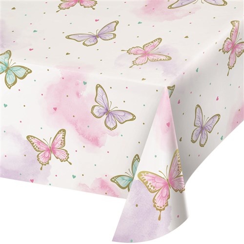 Tafelkleed - Bedrukt - Zonnebloemen - Vlinders - Lente - Creme achtergrond - 110 x 110 cm