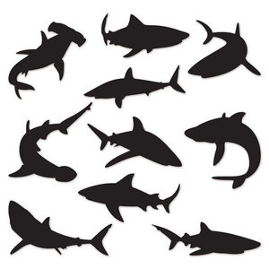 Decoraties Haaien silhouetten 10 stuks