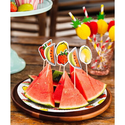 Prikkers met fruit decoratie 12 stuks