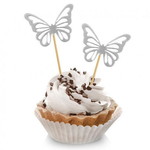 Prikkers vlinders zilverkleurig 12 stuks Op is Op