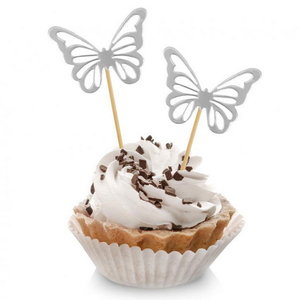 Prikkers vlinders zilverkleurig 12 stuks Op is Op