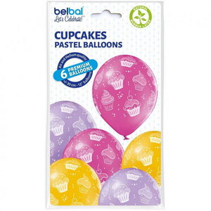 Ballonnen Cupcakes 6 stuks
