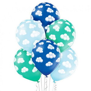 Ballonnen wolken blauw groen 6 stuks
