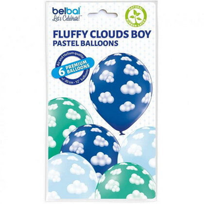 Ballonnen wolken blauw groen 6 stuks