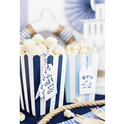 Popcorn Snackbakjes blauw wit 6 stuks