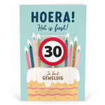 Kaart 30 jaar met verkeersbord kaars