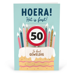 Kaart 50 jaar met verkeersbord kaars