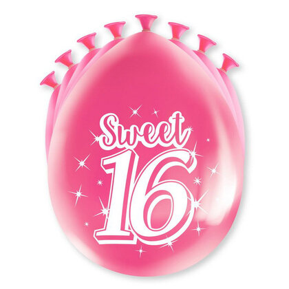 Sweet 16 ballonnen Let's Party 8 stuks roze