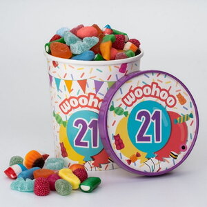 Candy Surprise bucket 21 jaar Op is Op