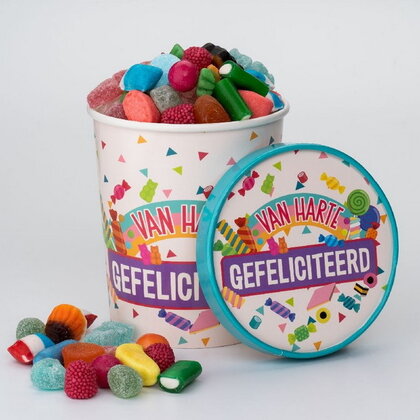 Candy Surprise bucket Van harte gefeliciteerd