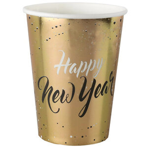 Bekertjes Happy New Year goudkleurig 10 stuks Op is Op
