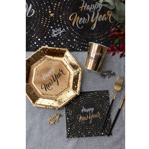 Bordjes Happy New Year luxe goud 10 stuks Op is Op