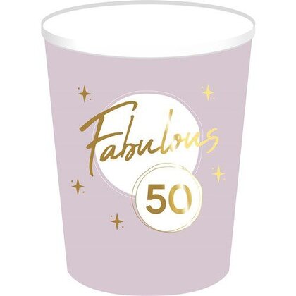 Bekertjes Fabulous 50 pastel lila 8 stuks