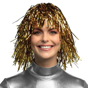 Pruik folie goudkleurig Op is Op