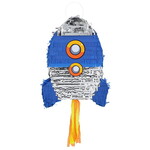 Piñata raket blauw zilver